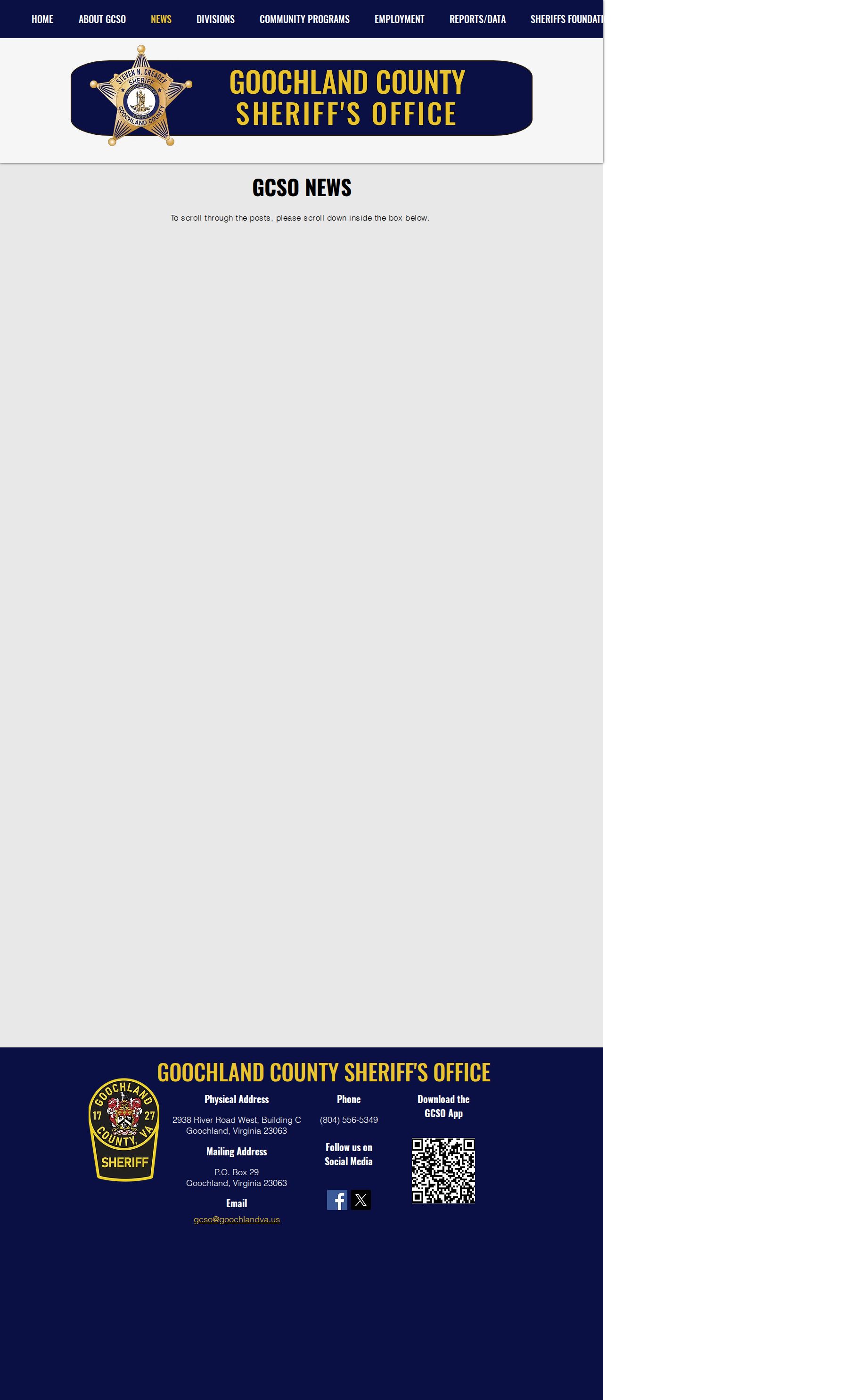 Goochland County Sheriff’s Office official news page