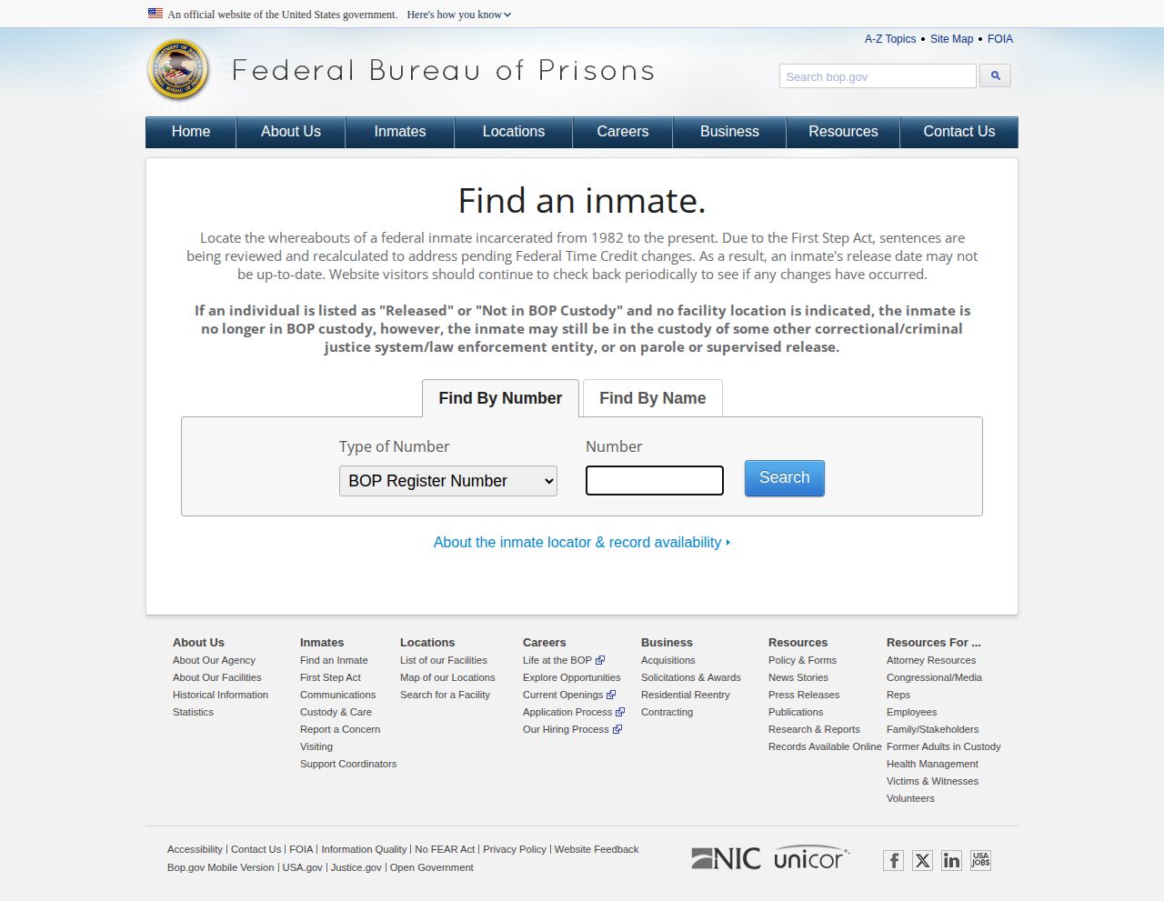 Federal Bureau of Prisons Inmate Locator for separate federal custody searches from Goochland County bookings